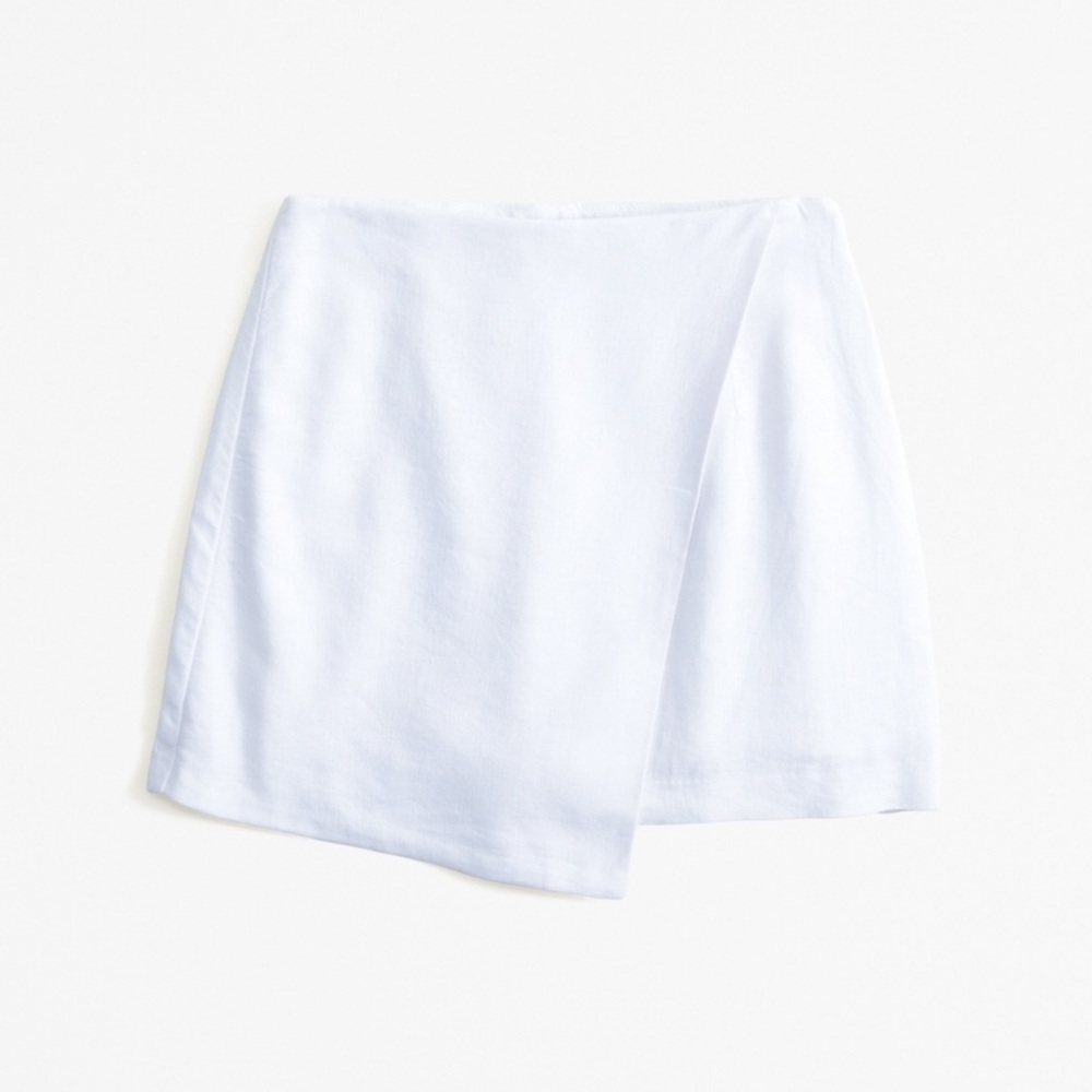 Abercrombie & Fitch Scarlett Linen-Blend Wrap Mini Skort